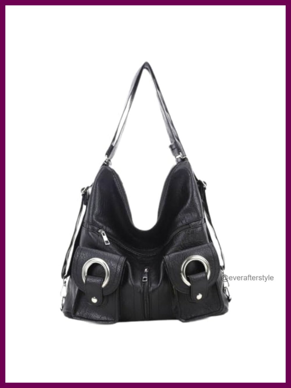 Hobo Shoulder Bag Slouchy PU Leather 2-Way Backpack Purse for Women